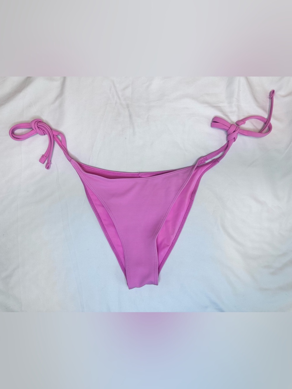 WILO The Label Ribbed Tie Side Bikini Bottom Pink Size Small